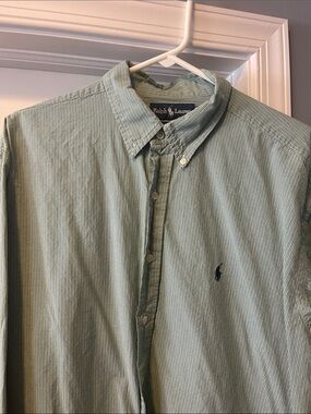 Ralph Lauren Light Green Micro-Check Button-Down Shirt